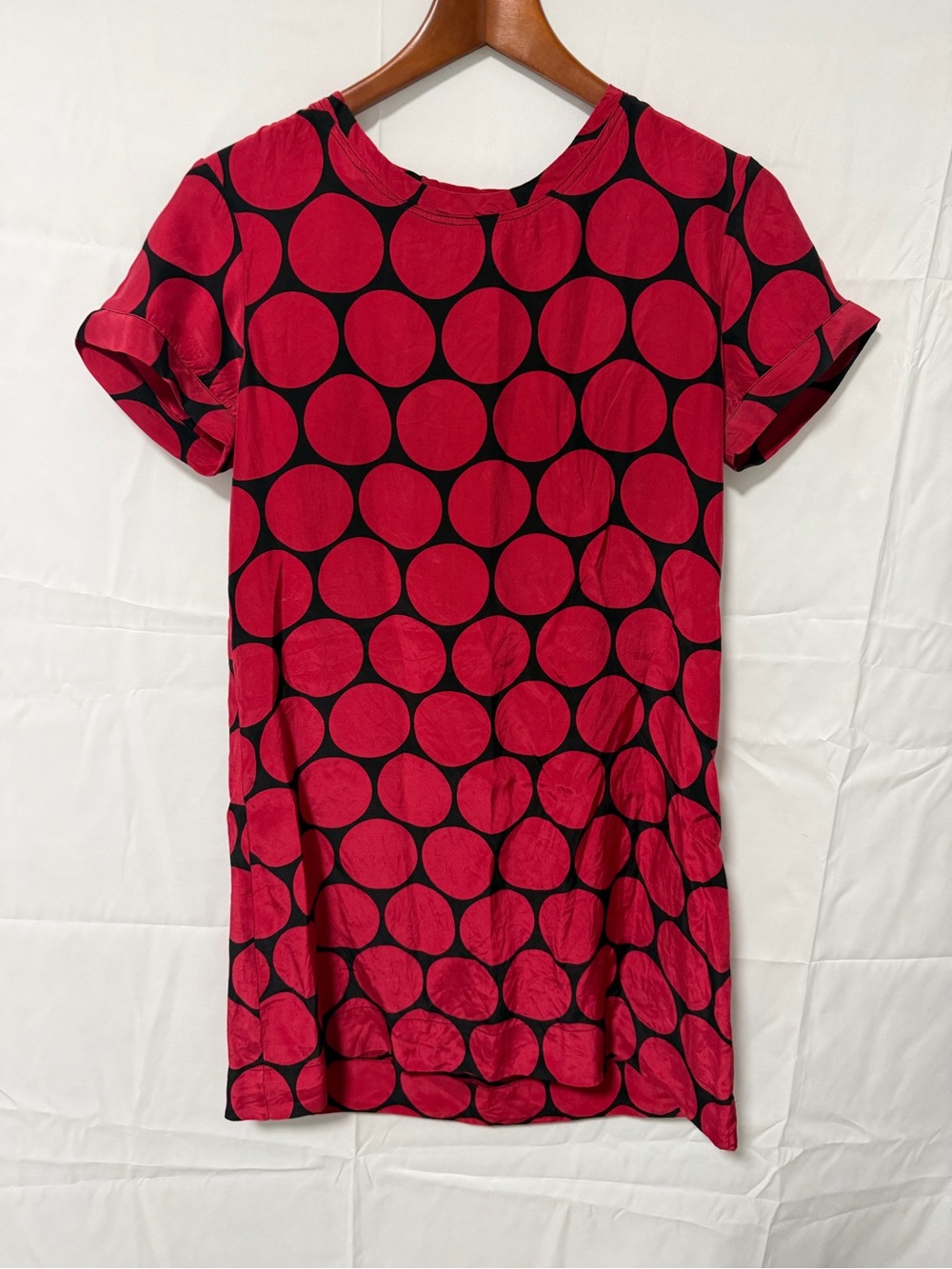 Nili Lotan Red & Black Polka Dot Short Sleeve Top